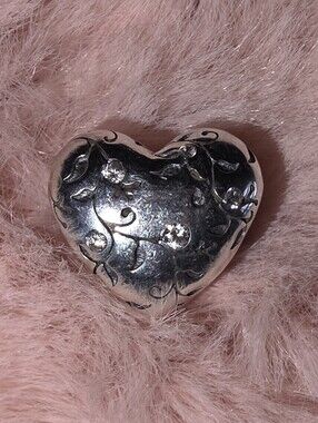 NWOT S925 Silver Puff Heart Pandora-style Bead Swarovski Crystals